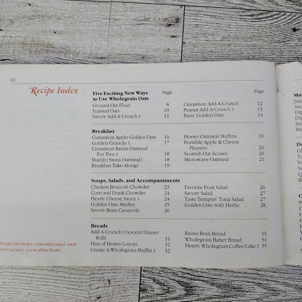 Quaker Oats WholeGrain Cookbook Booklet 1979 5th Printing in USA‎